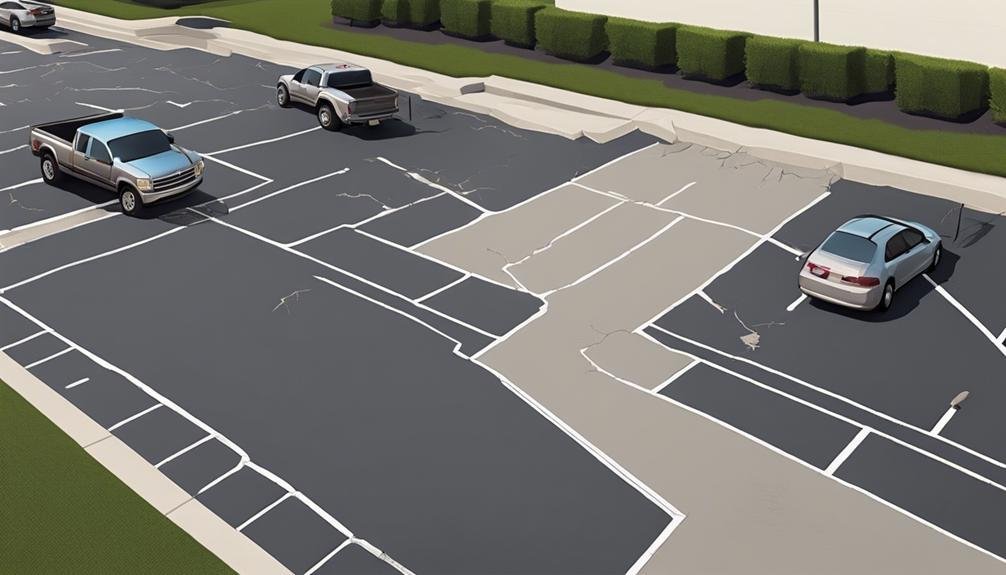An image of a parking lot with cars parked in it, showcasing the benefits of sealcoating maintenance.