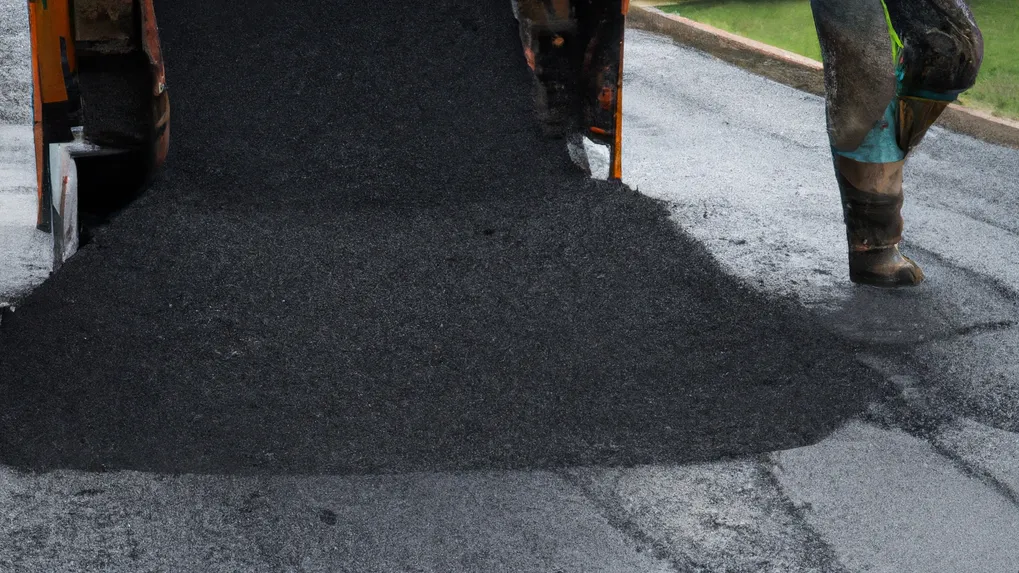 Pavier preparing asphalt for a new driveway