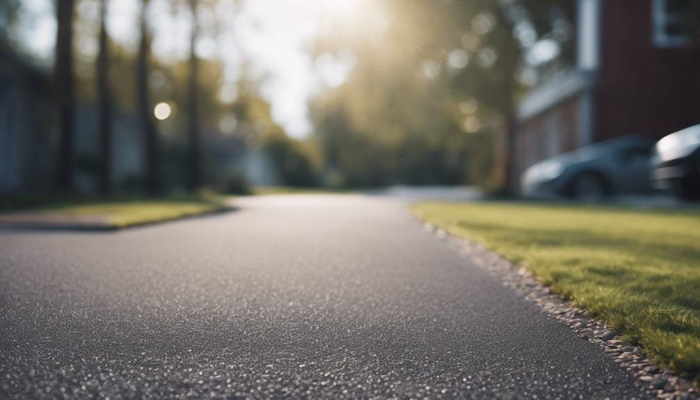 An asphalt pavement surface in good condition, featuring a smooth, dark black finish. The image suggests durability and cost-effectiveness in paving solutions, with a professional appearance.