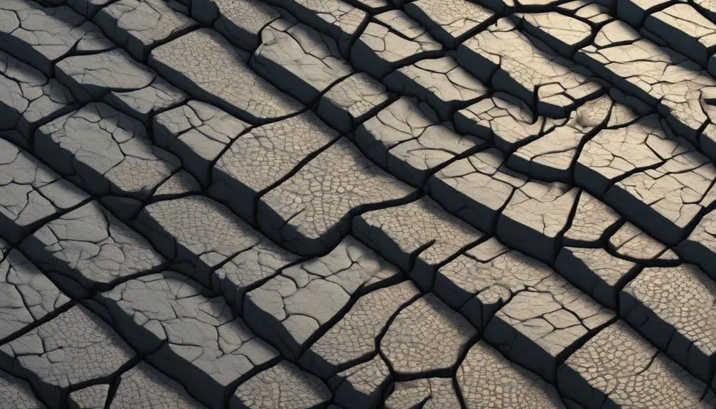 Close-up image of cracked asphalt pavement surface, showcasing multiple fissures and uneven textures. The cracks vary in width and depth, indicating wear and potential damage to the road.