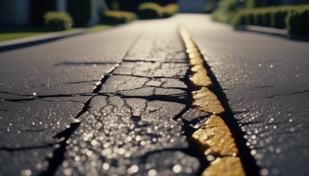 A person inspecting a damaged surface, possibly pavement or concrete, marked with visible cracks and wear. Tools are present to assess the extent of the destruction in the area.