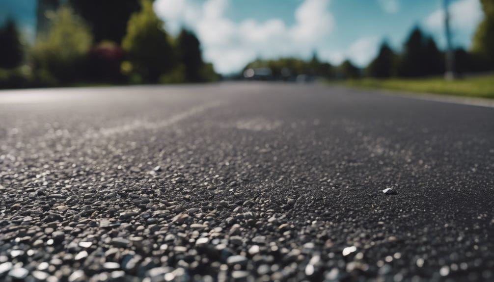 A close-up of freshly applied sealant on an asphalt driveway, with a smooth and glossy finish.