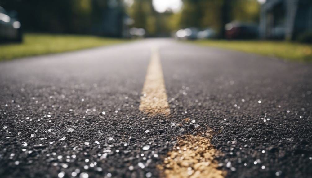 A close-up of cracks in an old asphalt surface, showing signs of wear and tear.