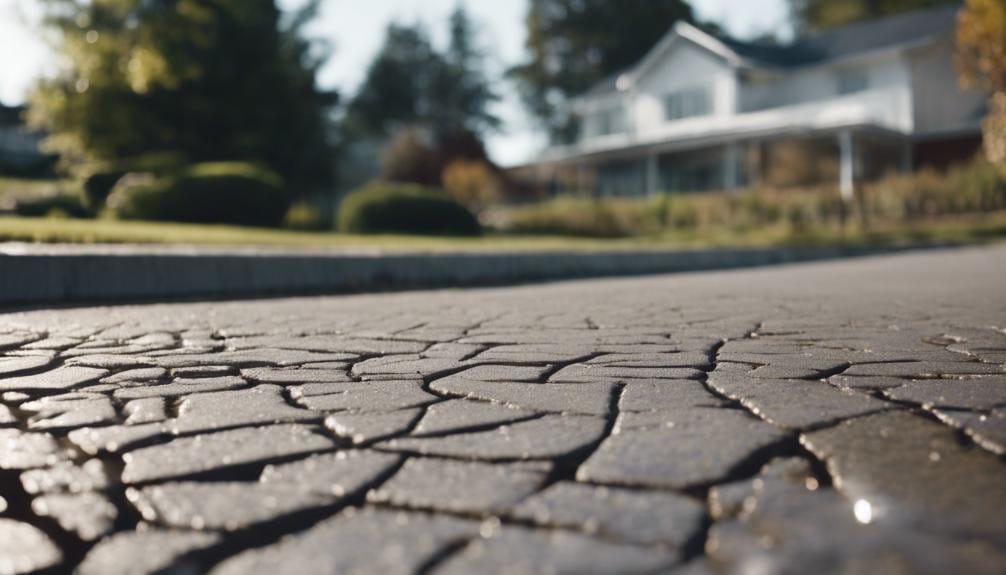 A neatly paved driveway made of interlocking bricks in a light gray color, bordered by small shrubs and grass, showcasing a clean and well-maintained exterior.