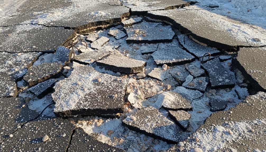 blade gouges asphalt surface