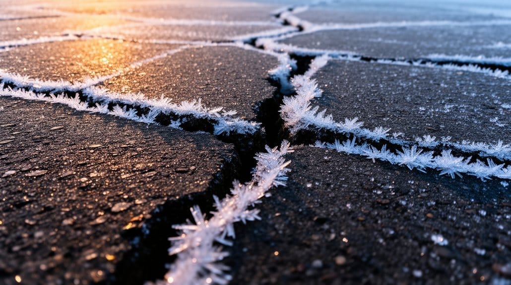 winter thermal contraction damages asphalt