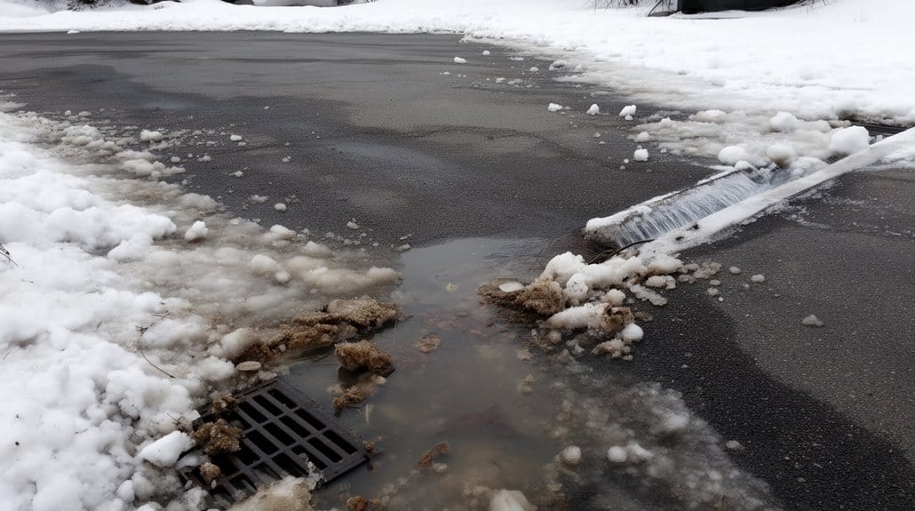 freeze thaw clogging drains buildup