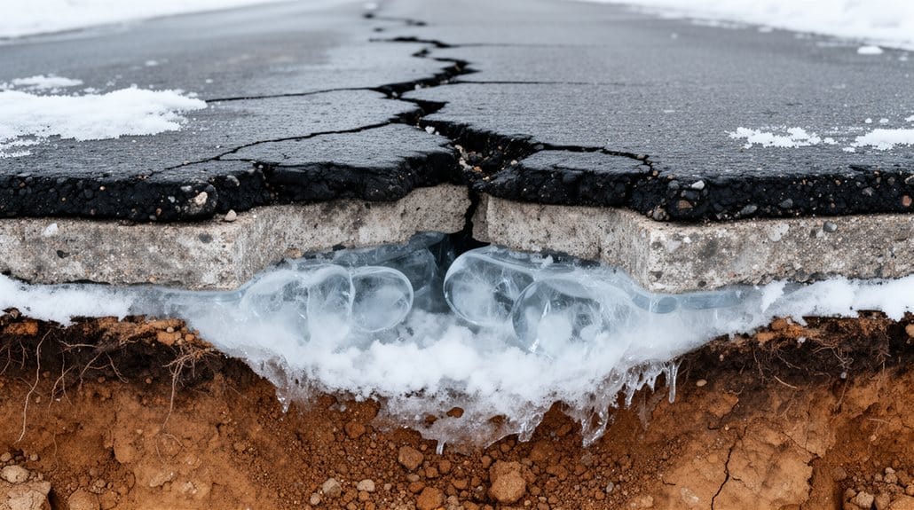 freeze thaw driven pavement failure